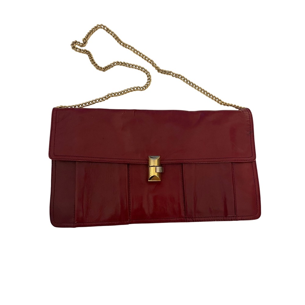 Speci Italian‎ leather  Clutch Purse Gold Chain Strap Flap Closure Evening  Bag